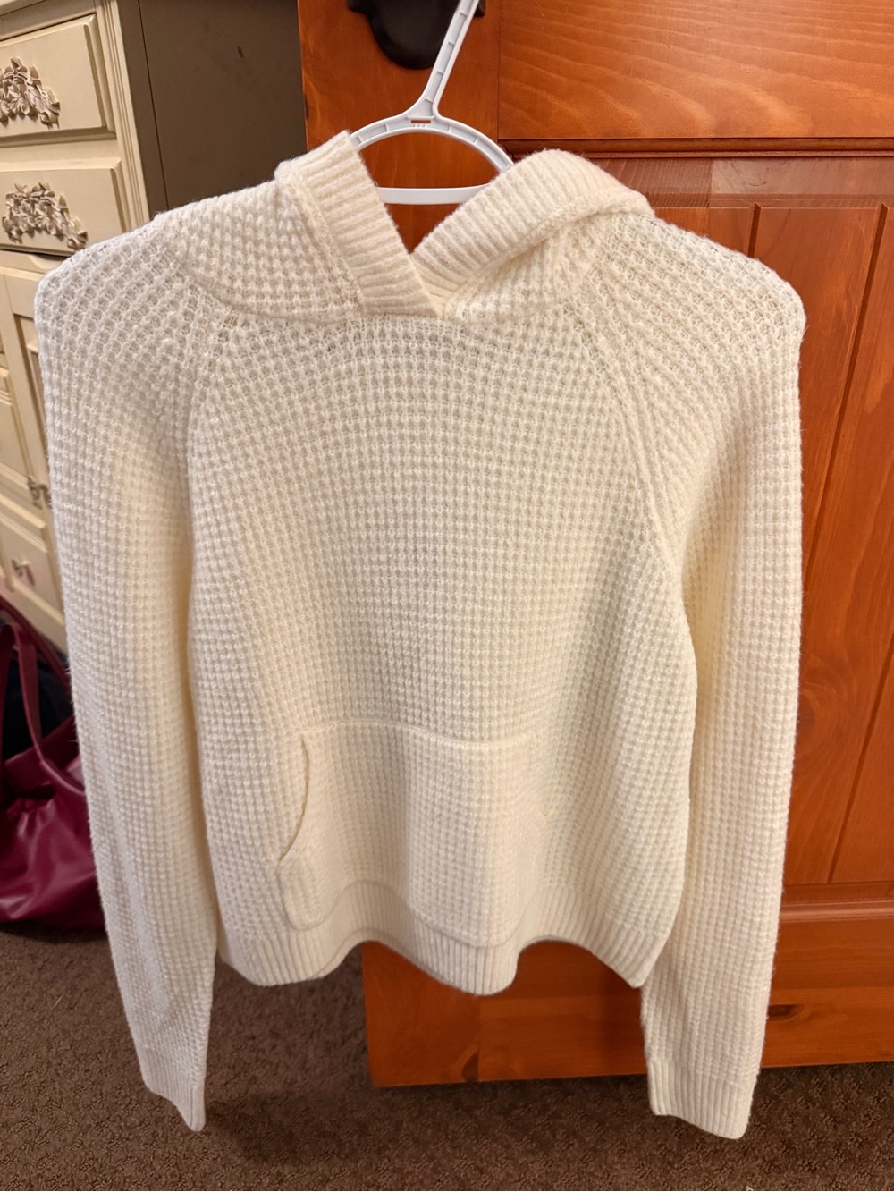 Aeropostale Cream Knit Hoodie Sweater